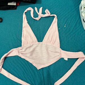 SHEIN Light Pink Ribbed halter top